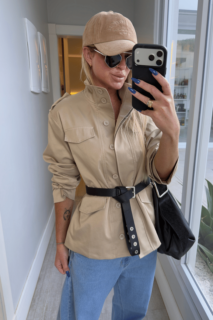 Jaqueta em sarja com amarração Raquel