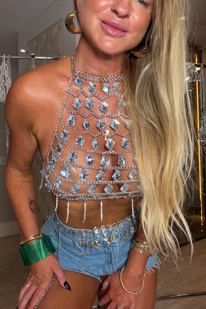 Top frente única de pedrarias