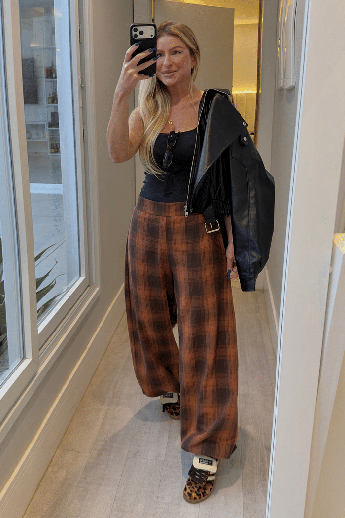 Calça Balloon em Xadrez