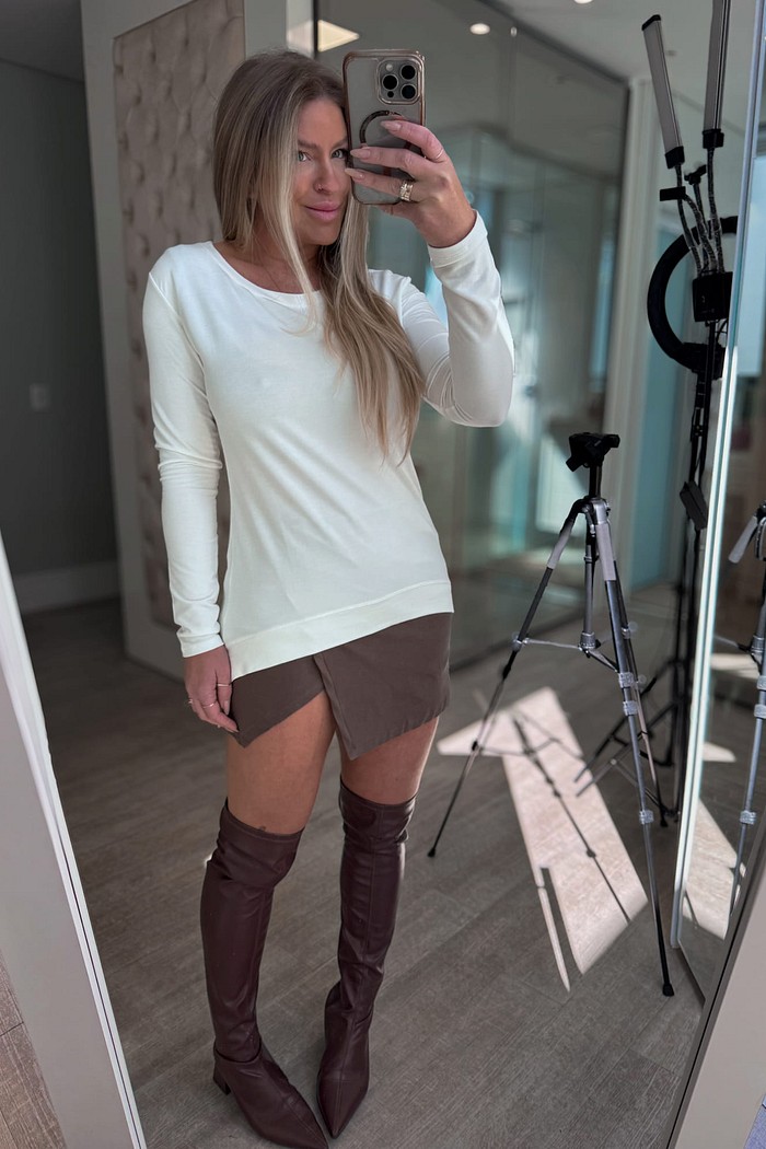 Blusa alongada manga longa Aurelie