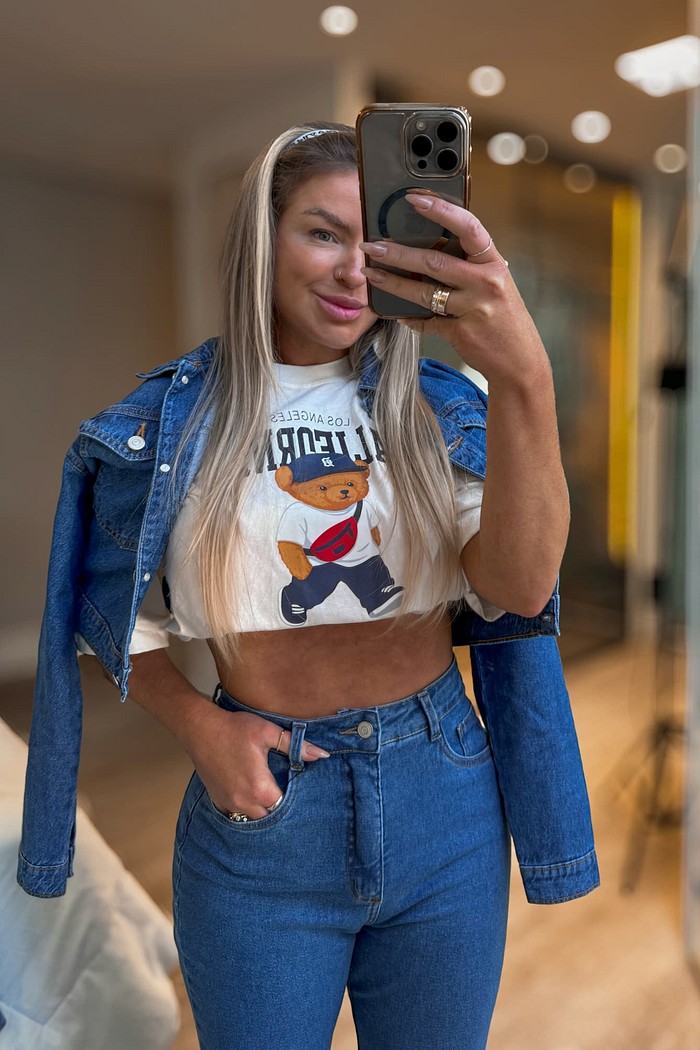 T-shirt alongada Califórnia Bear