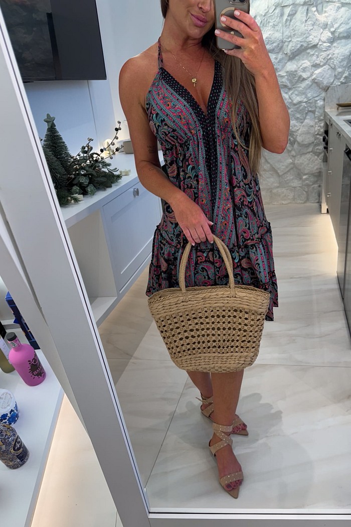 Bolsa trançada de palha