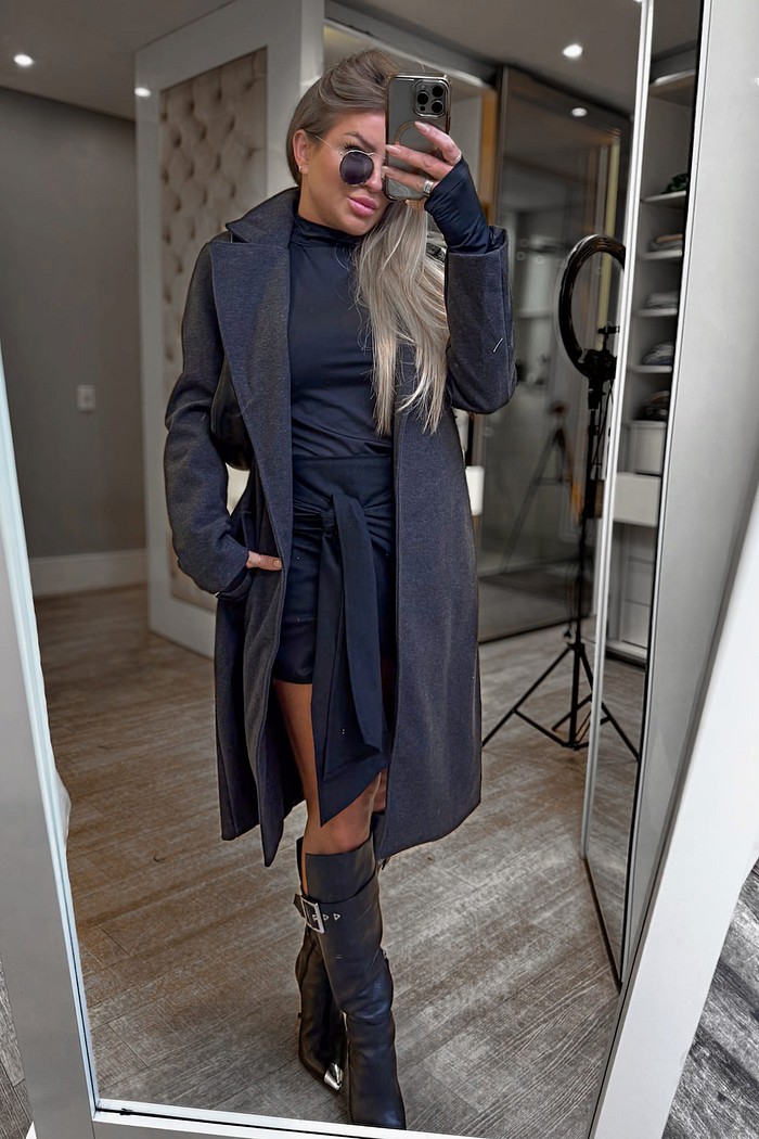 Casaco sobretudo chumbo