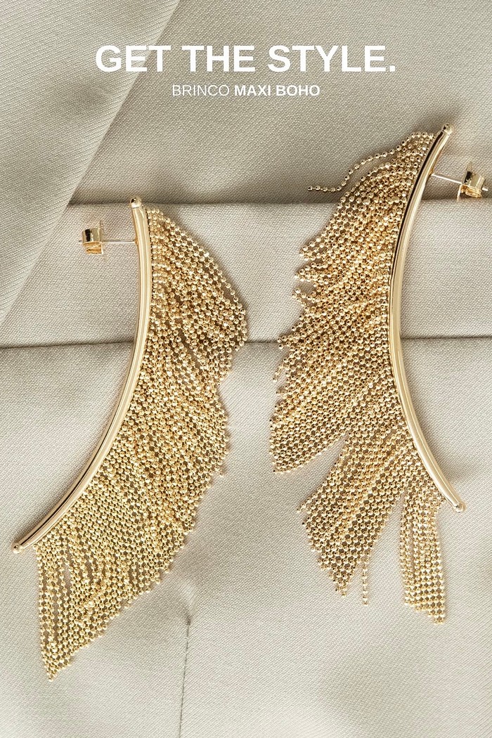 Brinco maxi boho franjas