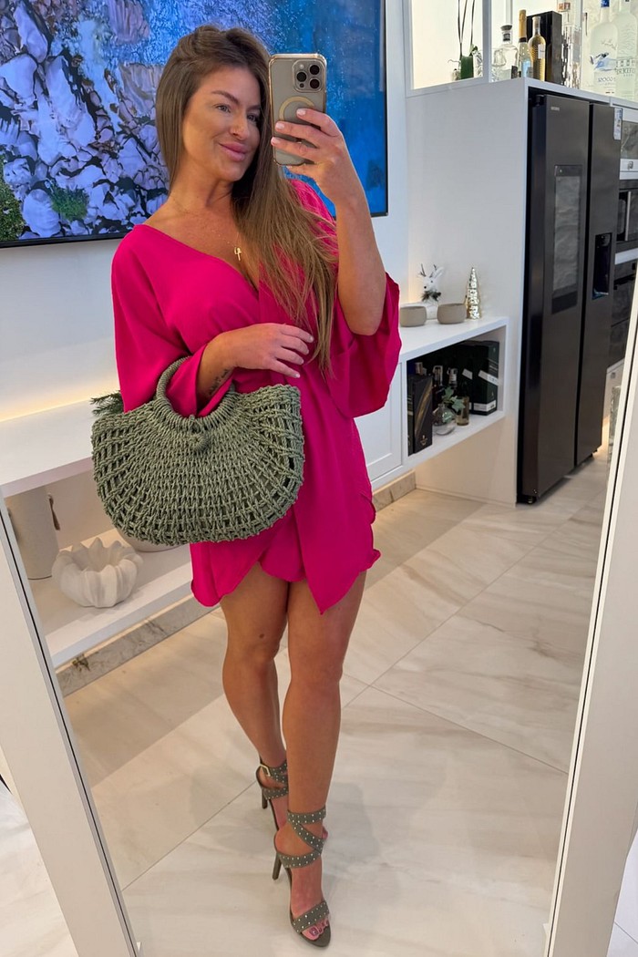 Bolsa de palha meia lua trançada