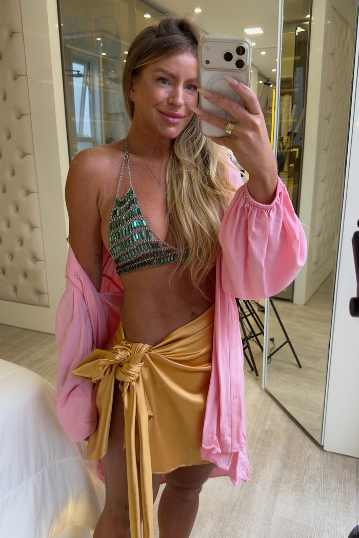 Saia curta transpassada Dourada