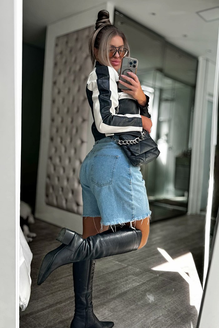 Jaqueta de couro sintético motoclub fire way