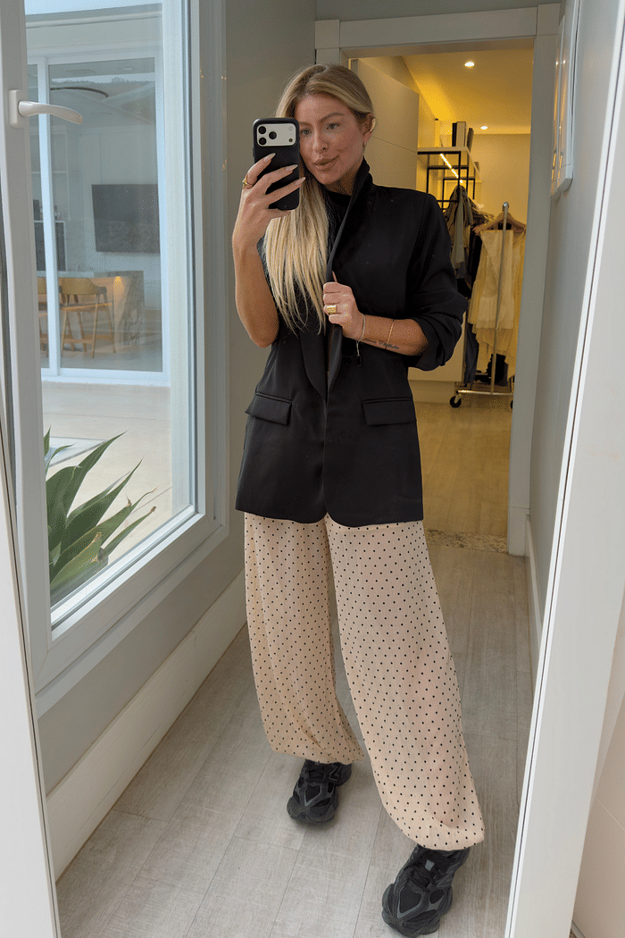 Calça Aladim estampa de poá