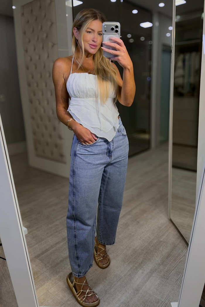 cropped frente única com busto franzido e amarração