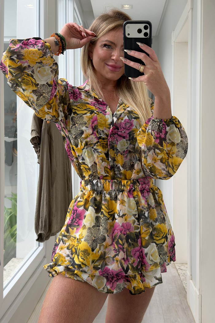 Conjunto camisa e short com babados Eduarda