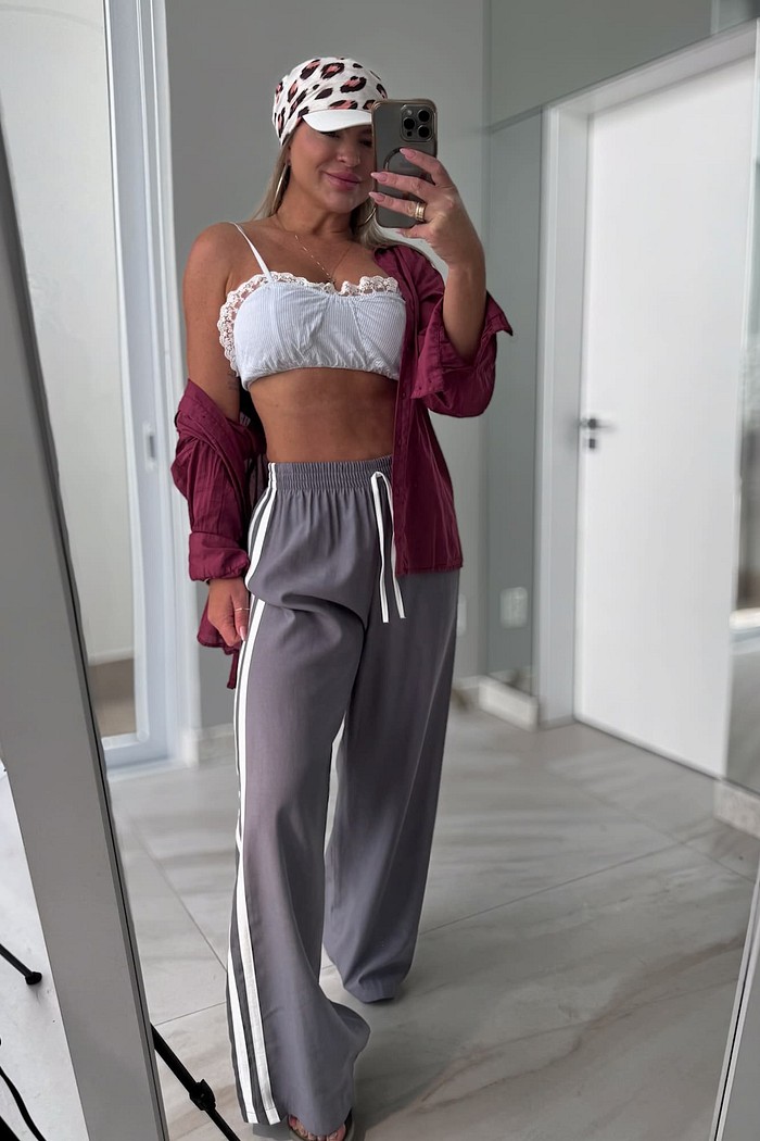 Calça track pants com listras candy