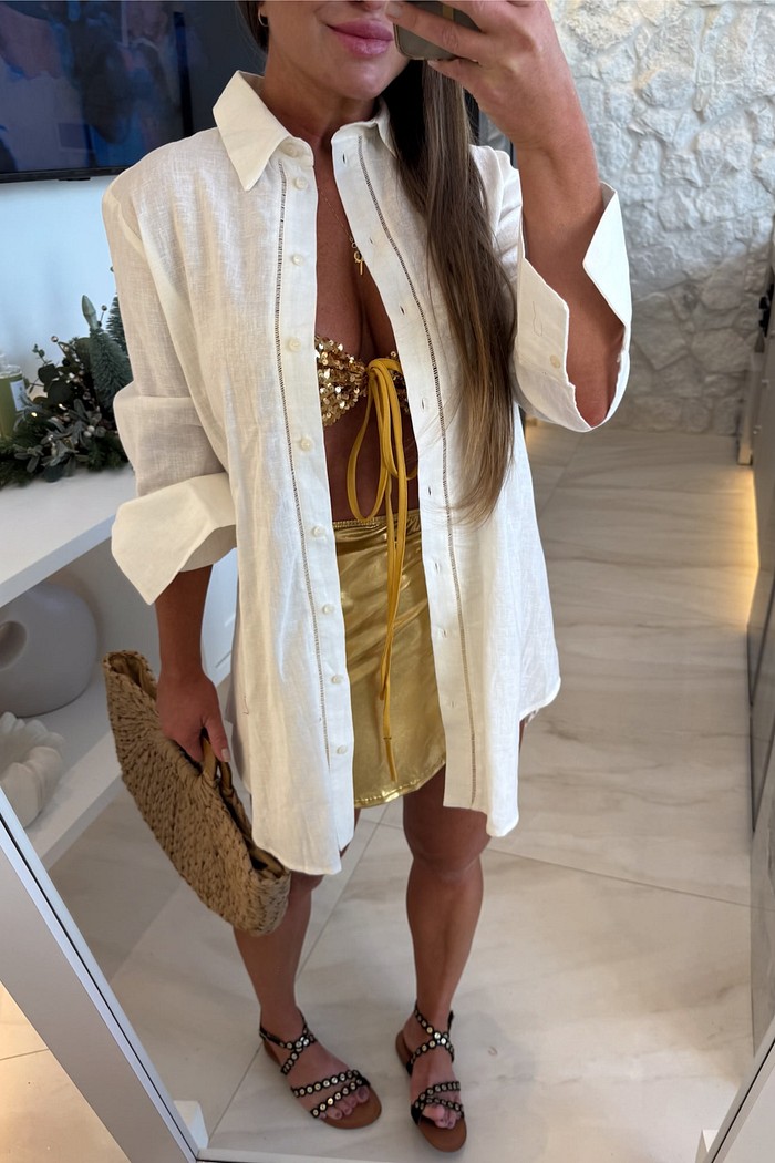 Camisa alongada off white