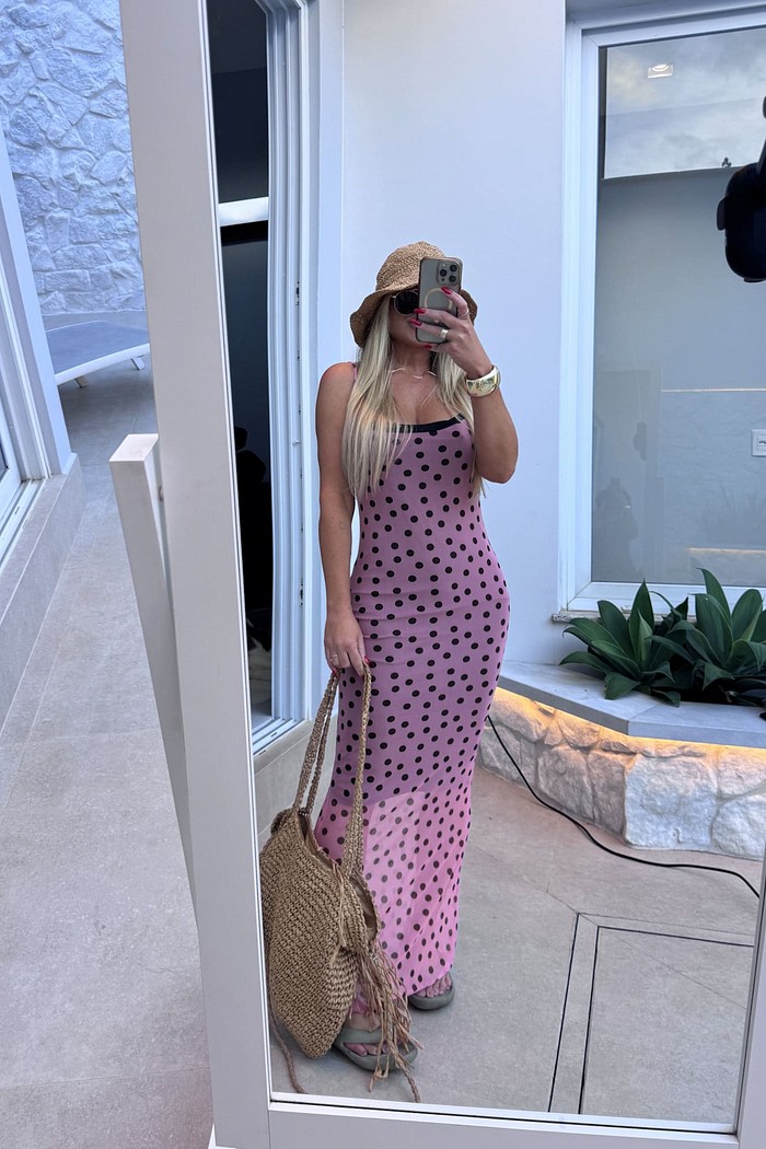 Vestido midi de tule alças finas  luma