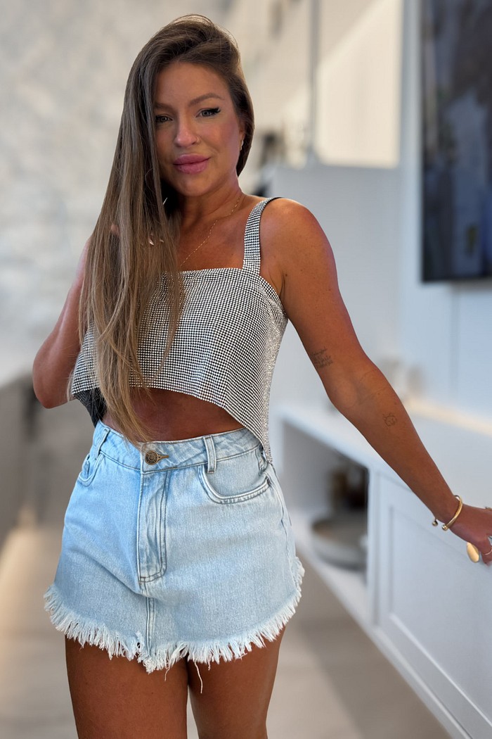 Cropped com aplicações em strass Luz