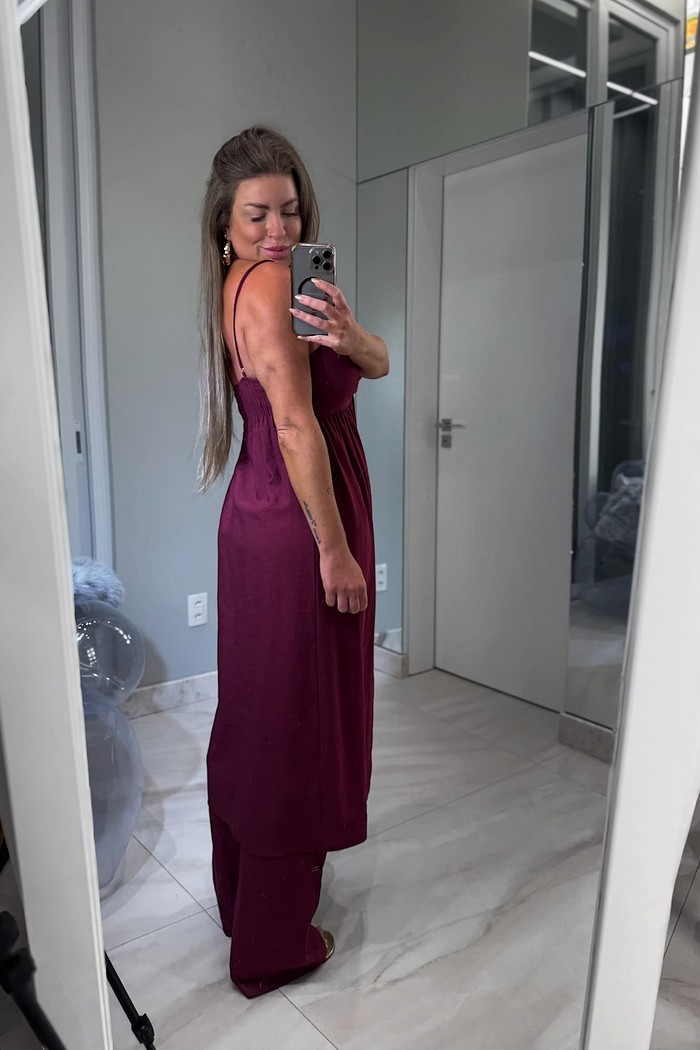 Conjunto calça e blusa alongada Maia