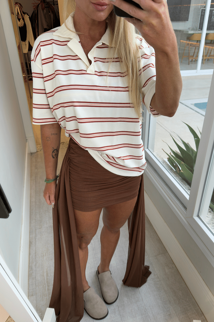 Camisa gola polo estampa de listras Sara