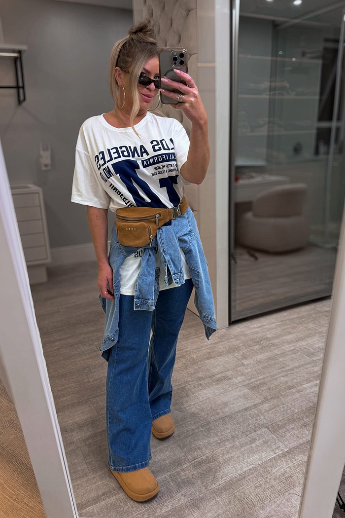 T-shirt alongada estampa Los Angeles Marvellous