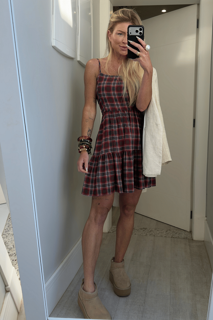 Vestido alcinha curto estampa xadrez Emanuelly