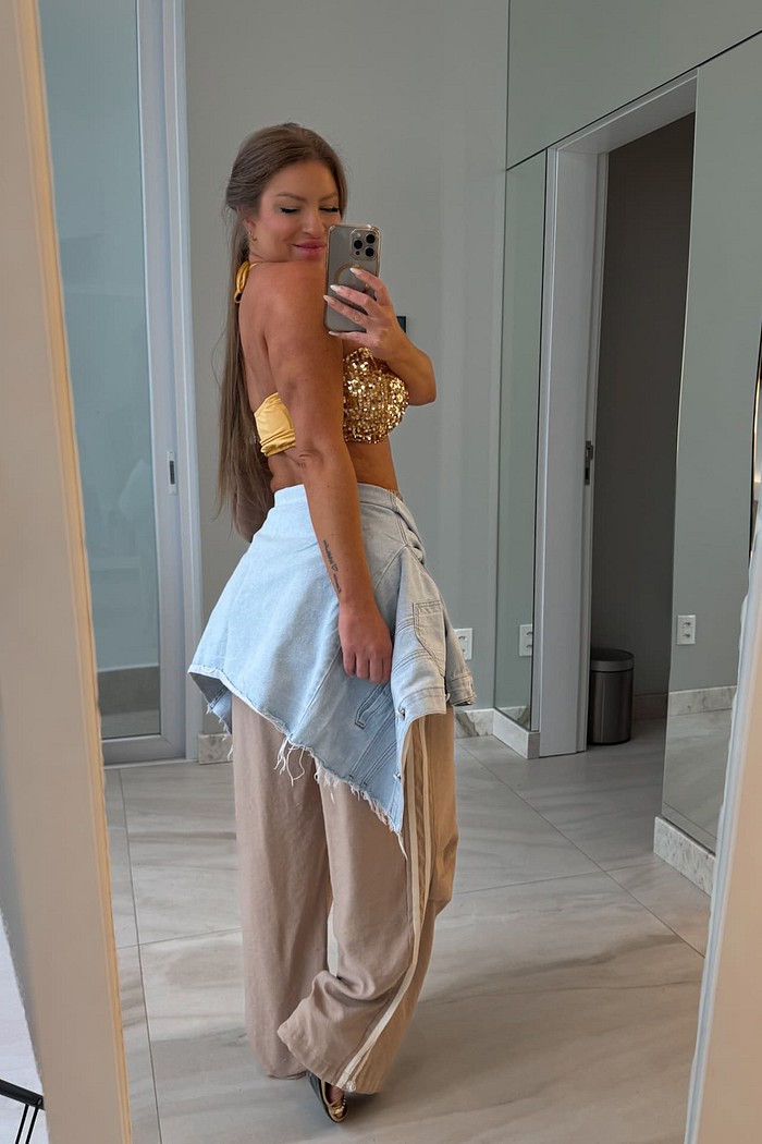 Top paetês espelhados Nayla