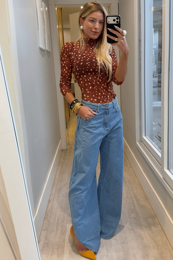 Body manga longa em tule Bambi