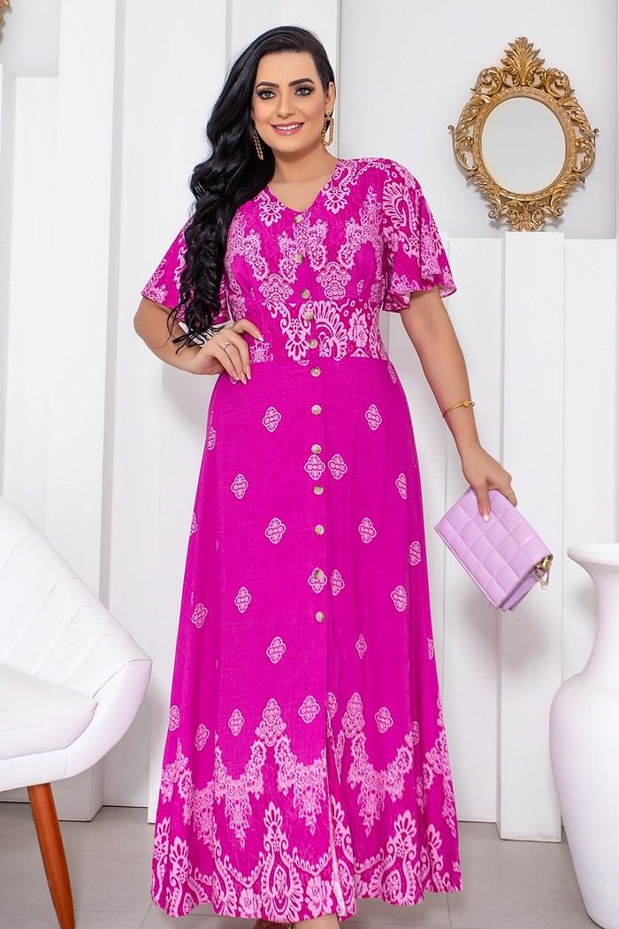 Vestido Longo Manga Flare 2365