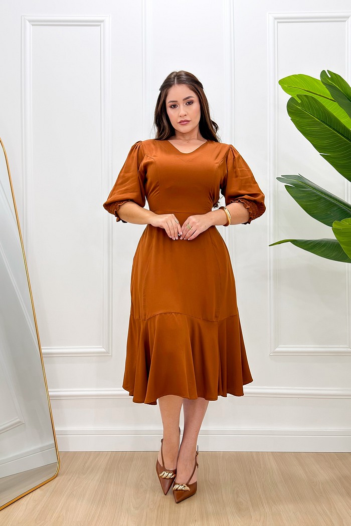 Vestido Midi Manga 3/4