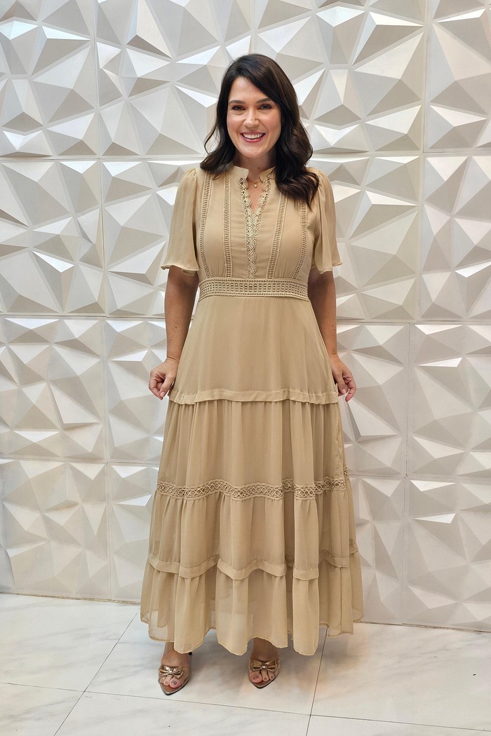 Vestido Longo Liso Chiffon