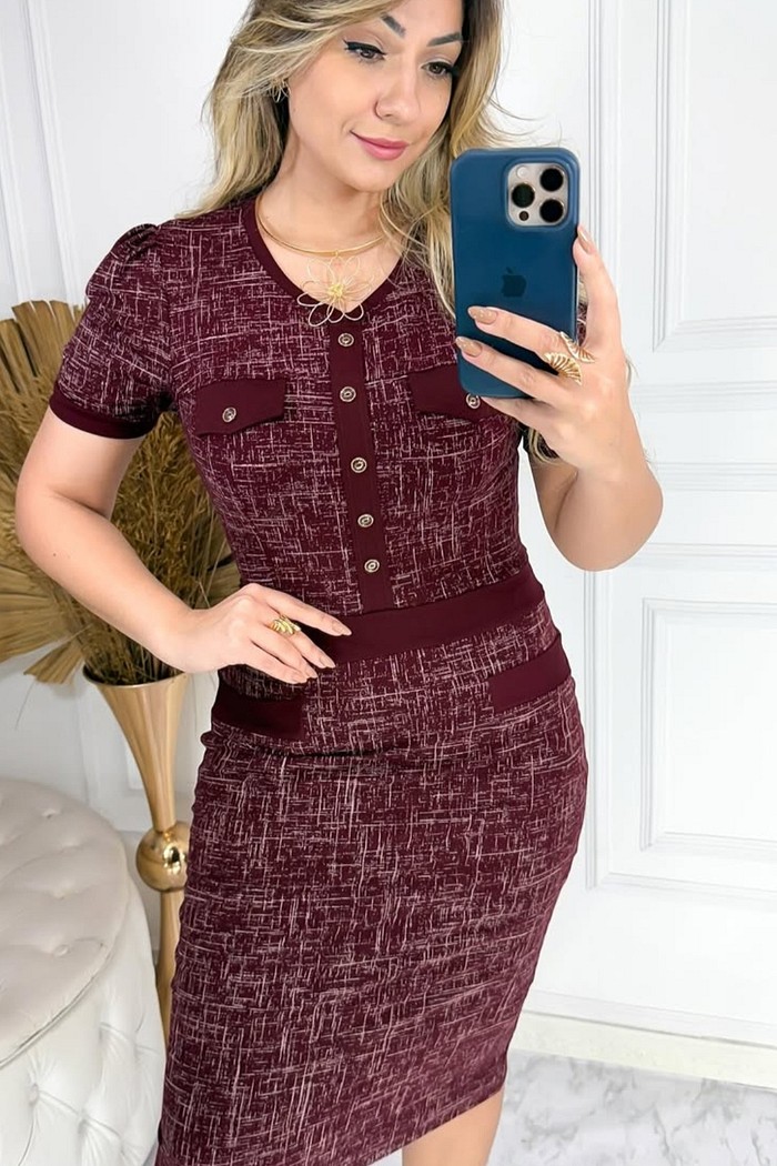 Vestido Viscolycra com Botões