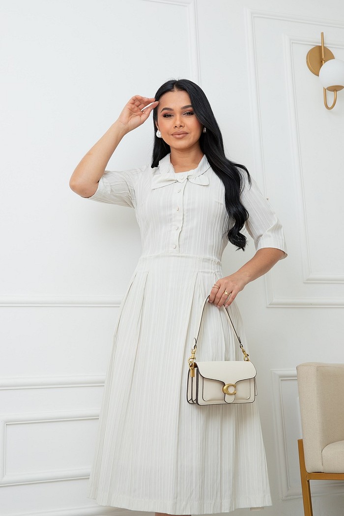 Vestido Tricoline Com Botões