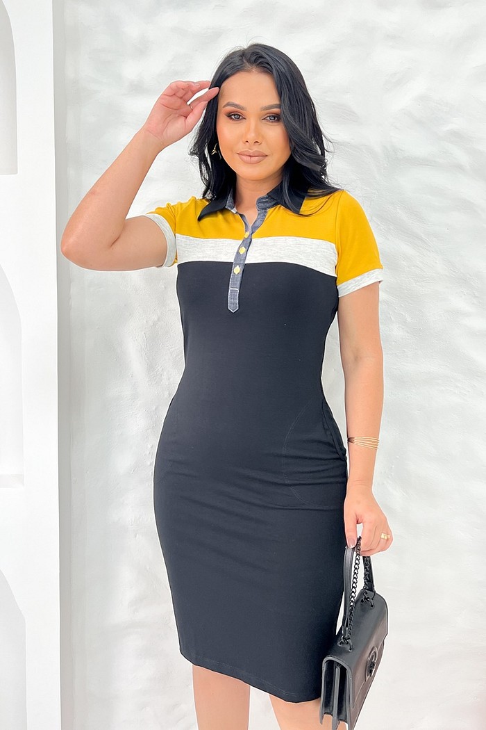 Vestido Gola Polo Viscolycra 8481
