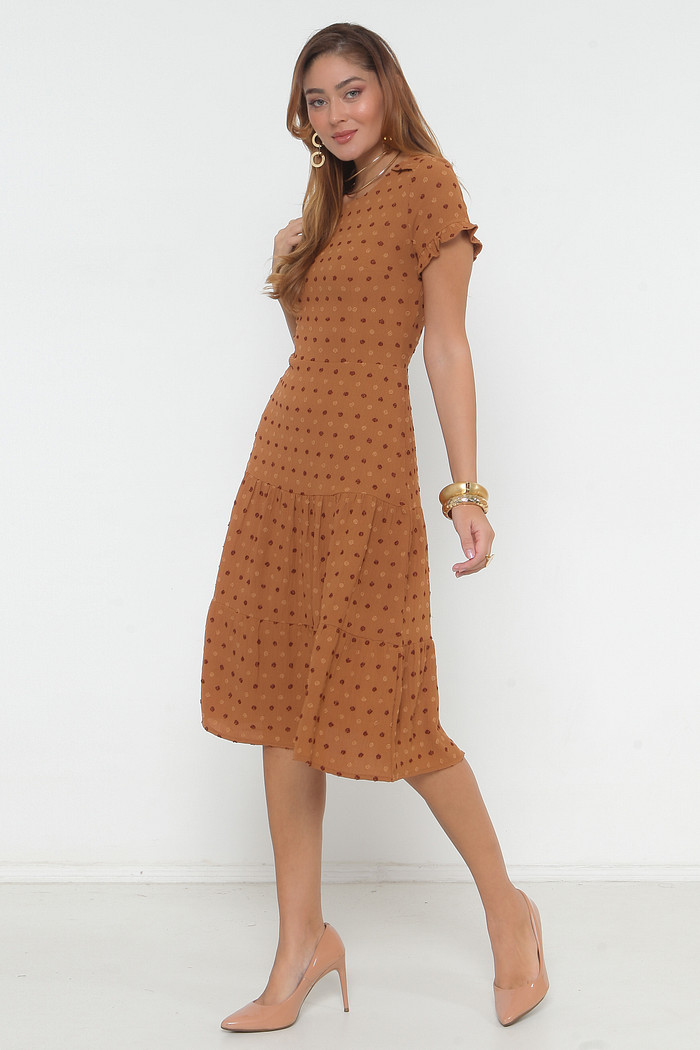 Vestido Midi em Linho Bordado