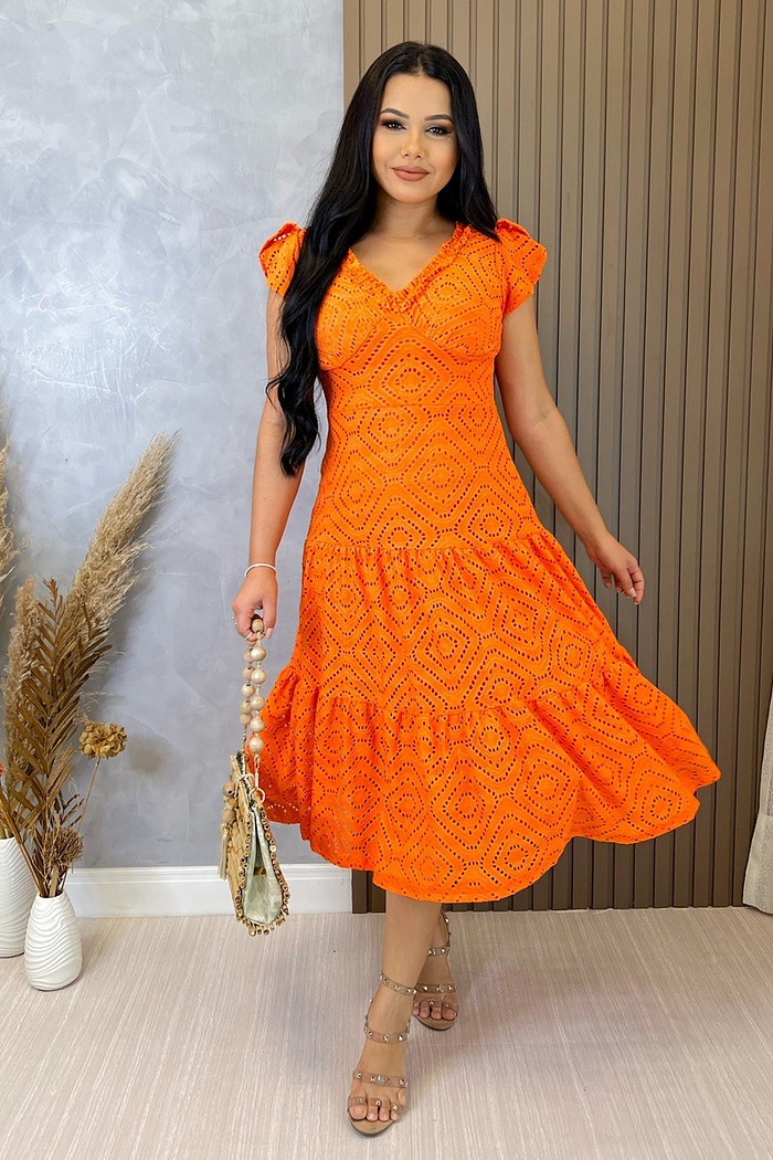 Vestido Malha de Lese Com Franzido Na Gola 3022