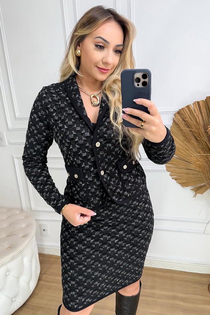 Conjunto Saia e Casaco Manga Longa 0253