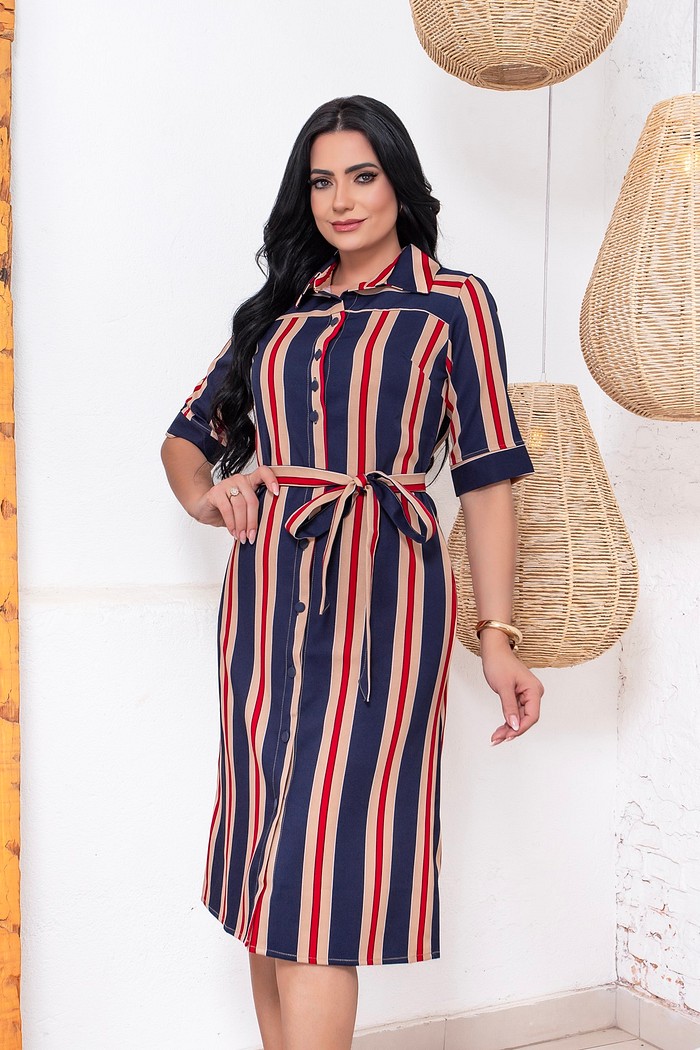 Vestido Chemise Listrada