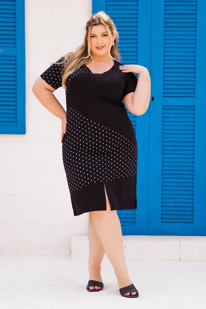 Vestido Viscolycra Poá 8451