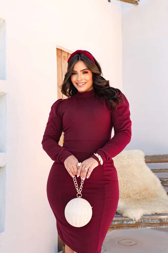 Vestido Tubinho Lãzinha Manga Longa 0122