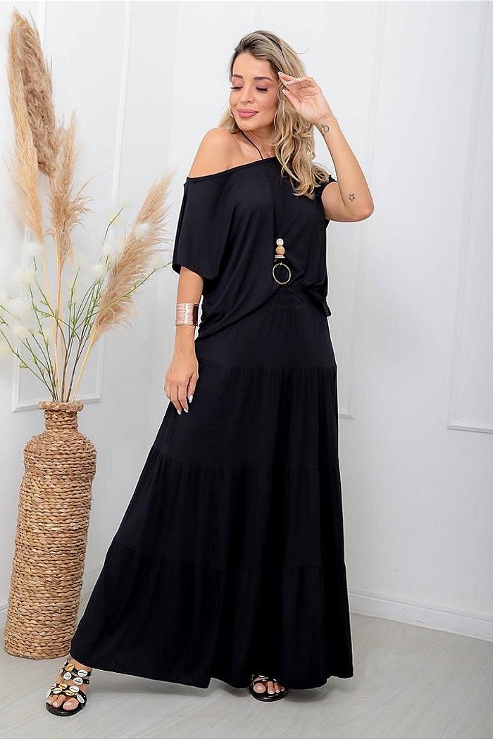 Conjunto Saia Longa E Blusa Em Viscolycra 0216