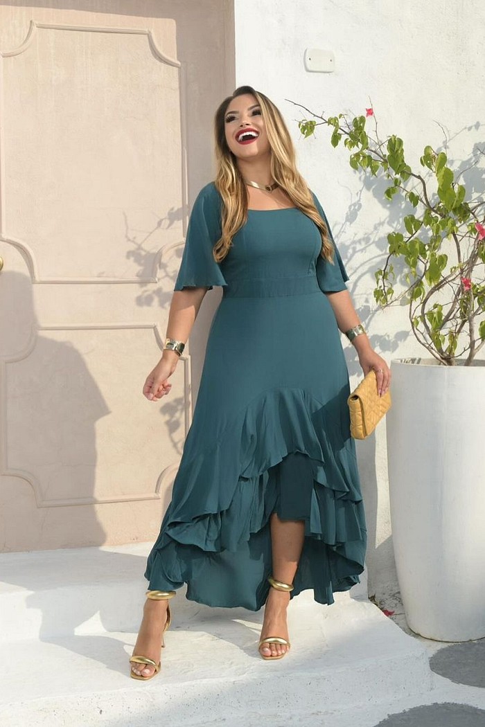 Vestido Com Babados 8002