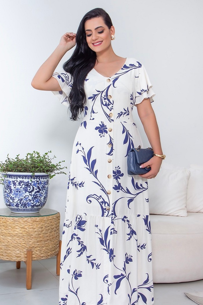 Vestido Longo Com Botões 2357