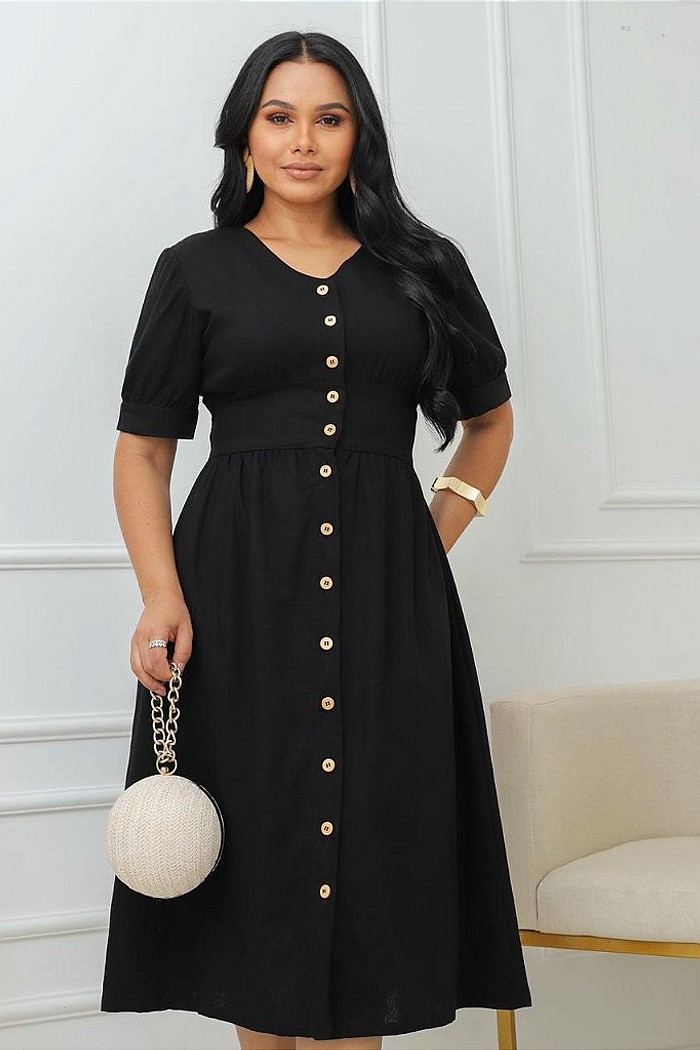 Vestido Chemise Com Botões