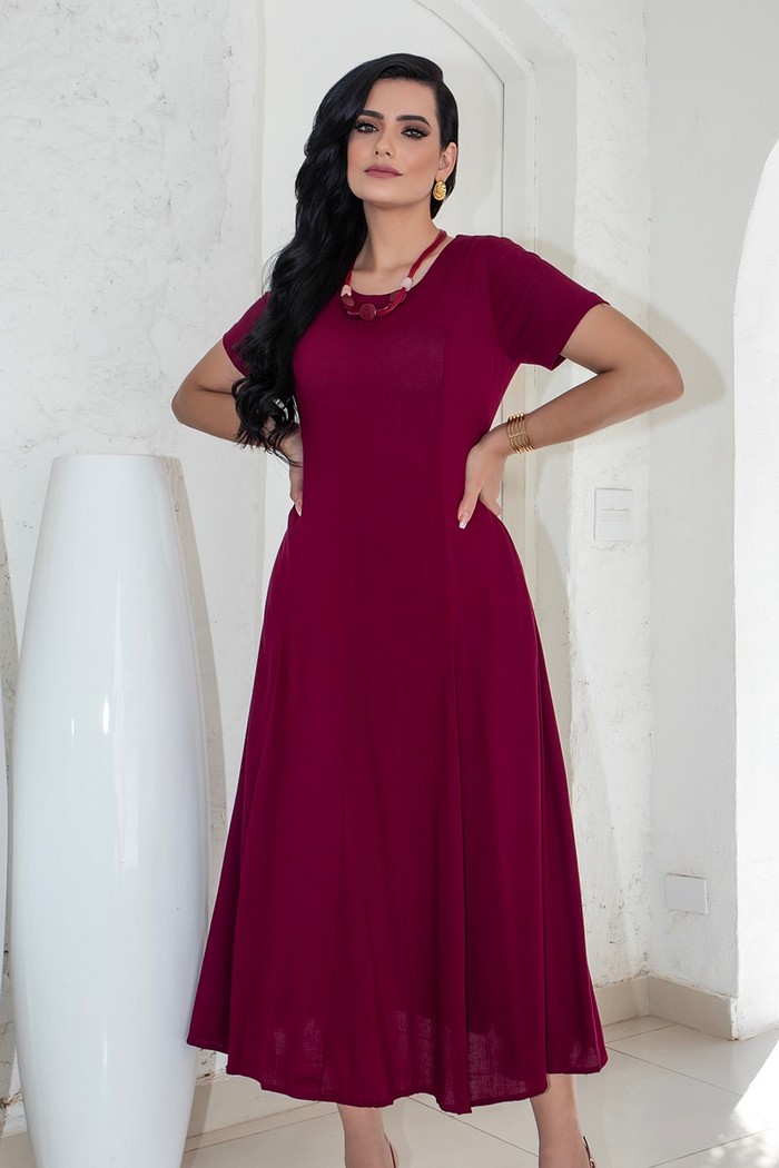 Vestido Liso Maxi Midi 9086