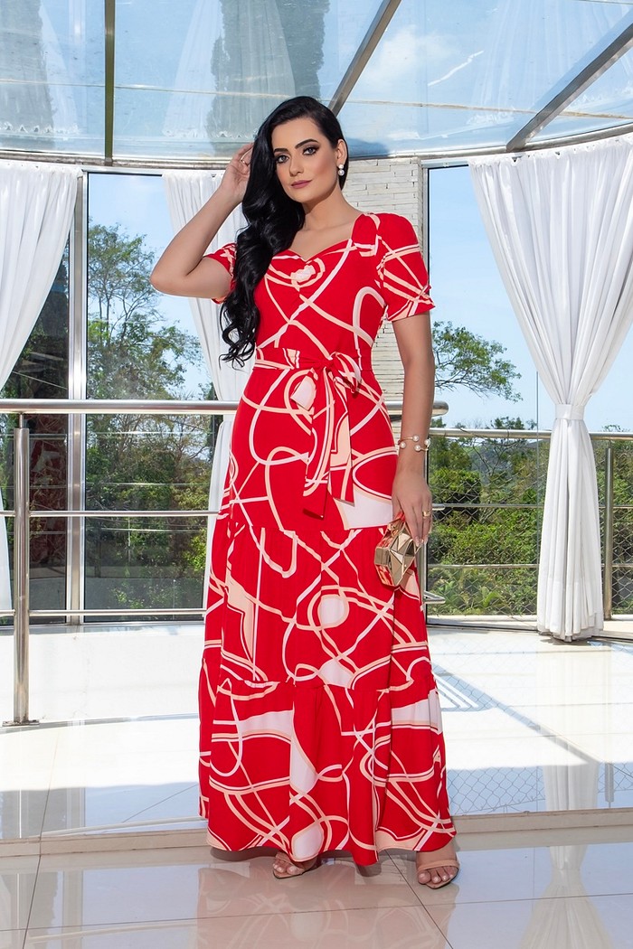 Vestido Longo Decote Coração 2372