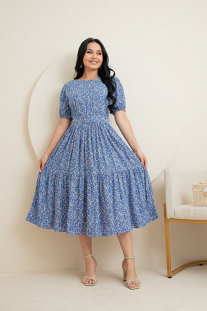 Vestido Midi Com Cinto