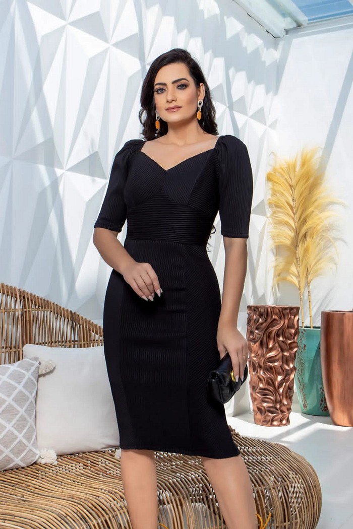 Vestido Tubinho Decote Coração 8437