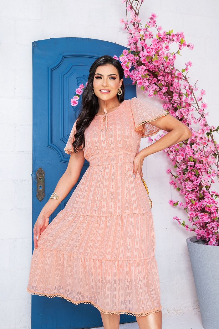 Vestido Chiffon Devorê 9094