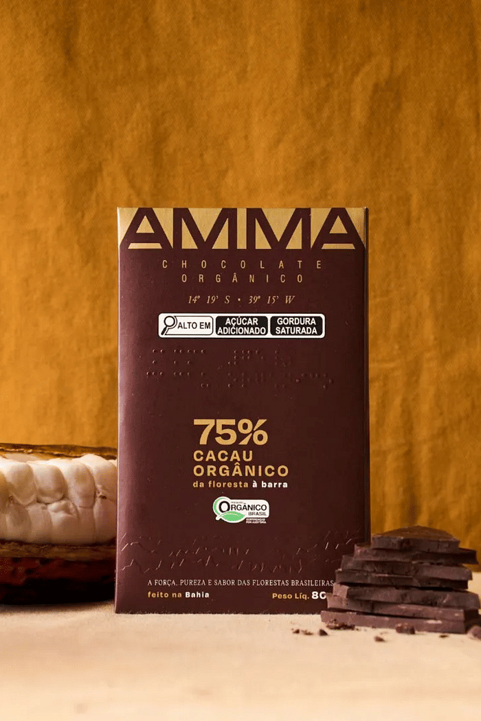 Chocolate Orgânico 75% Cacau AMMA - 80g