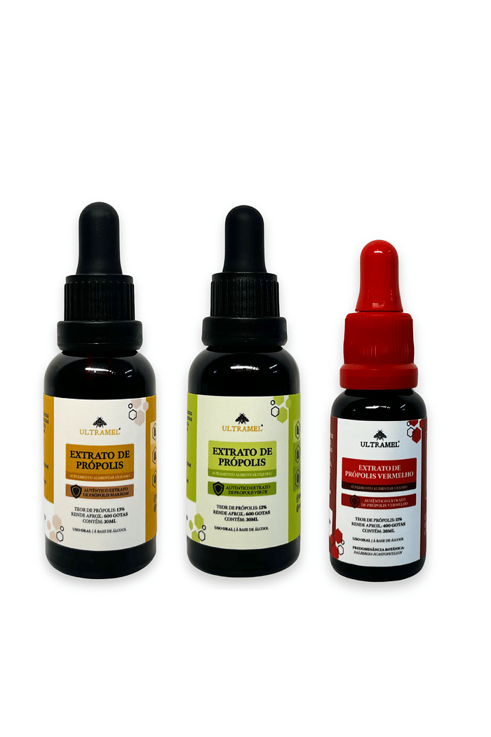 Kit de Própolis - Marrom, Verde e Vermelho