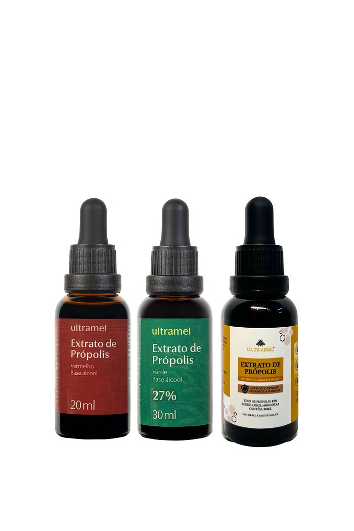 Kit de Própolis - Marrom, Verde e Vermelho
