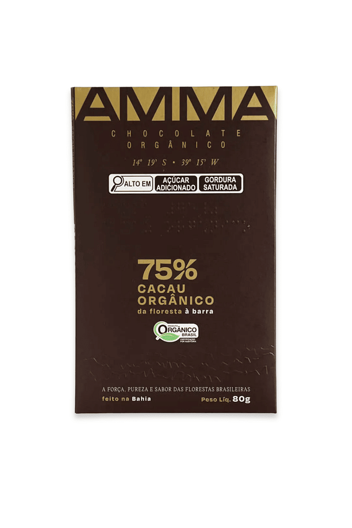 Chocolate Orgânico 75% Cacau AMMA - 80g