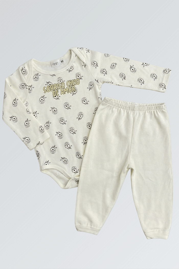 CONJUNTO BODY + CALÇA  SORRISO CHEIO DE AMOR